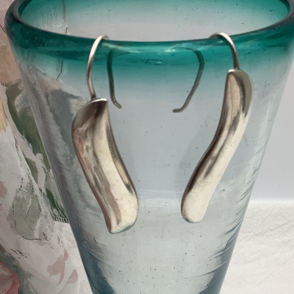 Vintage Sterling Silver  Curved Earrings